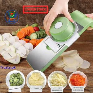 Trusty 5in1 Vegetable Cutter | Stainless Steel Multifunctional Slicer &amp; Chopper for Effortless Cutting &amp; Slicing | Buy Now at Trusty.pk